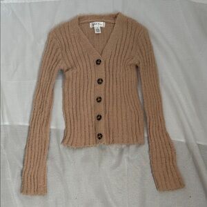 Cozy Tan Ribbed Cardigan